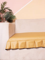 Leatherite Sofa Slip Cover Protector with Frill, Yellow
